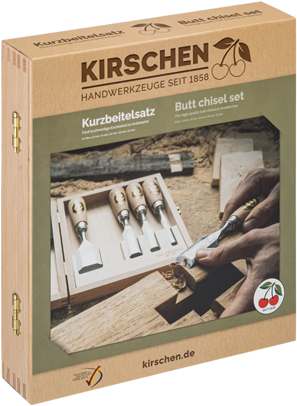 Conjunto de Formões Curtos em Caixa de Madeira (5 Peças) – Kirschen (Short Chisel Set) 6