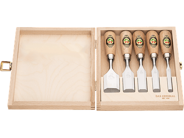 Conjunto de formões curtos em caixa de madeira 6