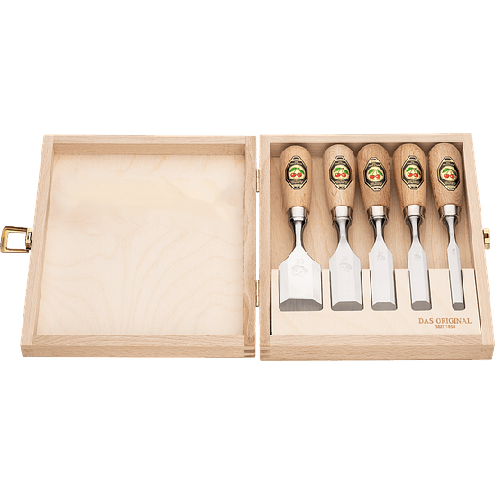 Conjunto de Formões Curtos em Caixa de Madeira (5 Peças) – Kirschen (Short Chisel Set) 7