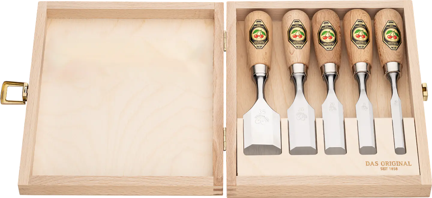 Conjunto de Formões Curtos em Caixa de Madeira (5 Peças) – Kirschen (Short Chisel Set) 7