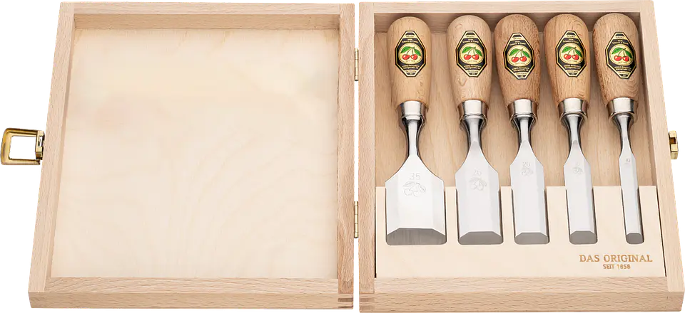 Conjunto de Formões Curtos em Caixa de Madeira (5 Peças) – Kirschen (Short Chisel Set) 7