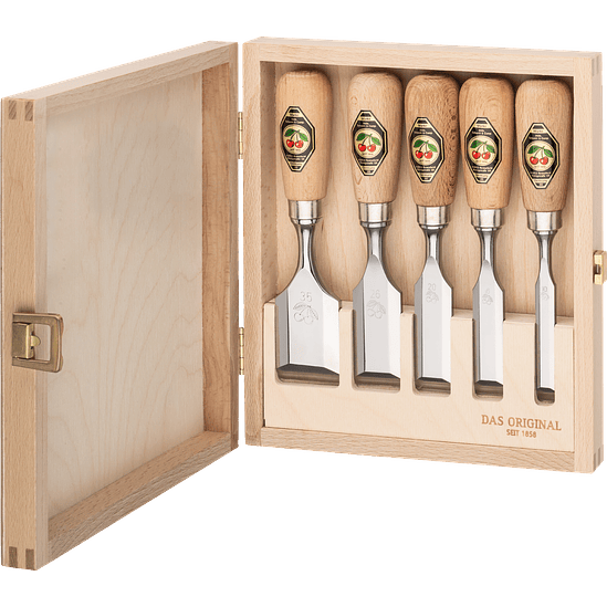 Conjunto de Formões Curtos em Caixa de Madeira (5 Peças) – Kirschen (Short Chisel Set) 2