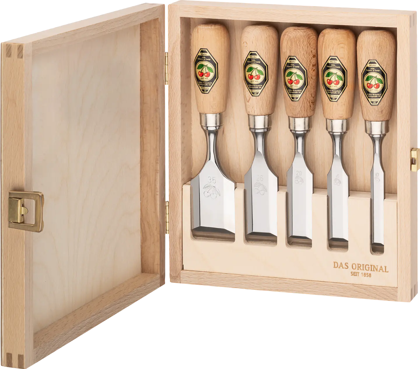 Conjunto de Formões Curtos em Caixa de Madeira (5 Peças) – Kirschen (Short Chisel Set) 2