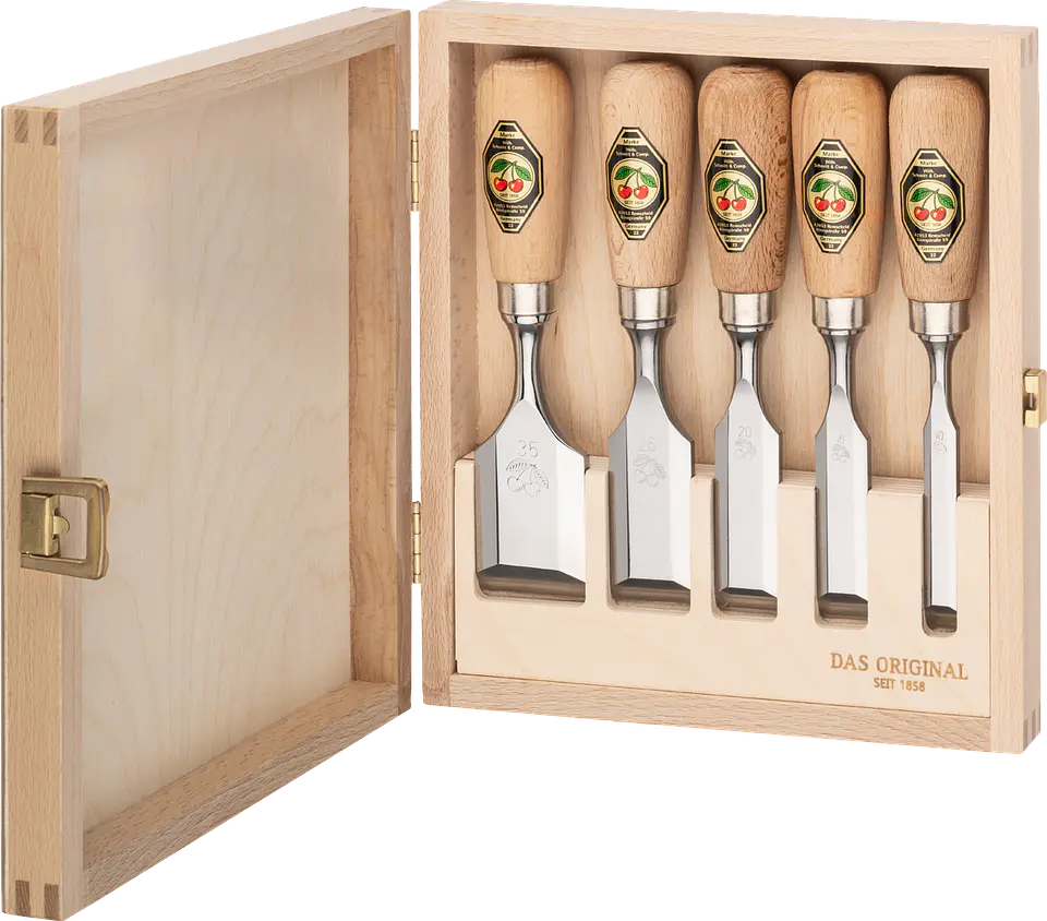 Conjunto de Formões Curtos em Caixa de Madeira (5 Peças) – Kirschen (Short Chisel Set) 2