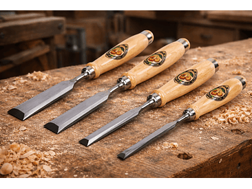 Formão de aparar com cabo de madeira de faia, achatado e chanfrado 1