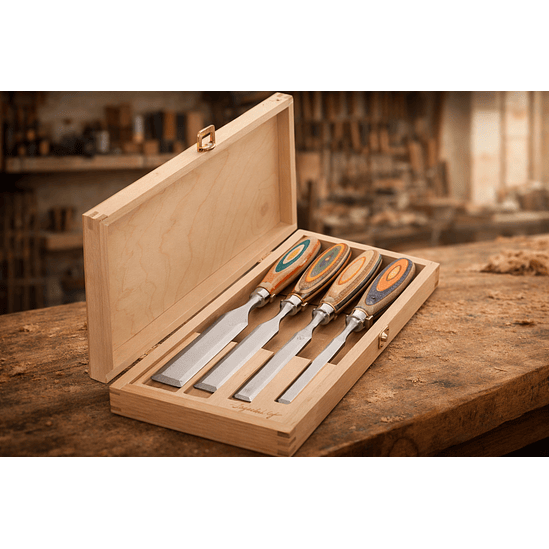 Conjunto de Formões W.I.N.A.C. “Woodworking Is Not a Crime” em Caixa de Madeira – Kirschen (Chisel Set – Special Edition) 1