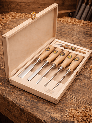 Conjunto de cinzéis para juntas de cauda de andorinha, 6 peças | com cabo de faia