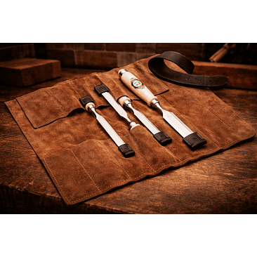 Conjunto de Formões em Bolsa de Couro Castanha – Kirschen (Chisel Set) 1