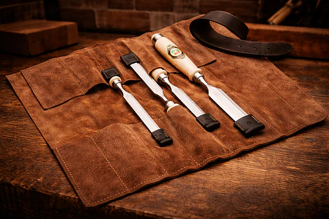 Conjunto de Formões em Bolsa de Couro Castanha – Kirschen (Chisel Set)