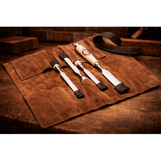 Conjunto de Formões em Bolsa de Couro Castanha – Kirschen (Chisel Set) 1