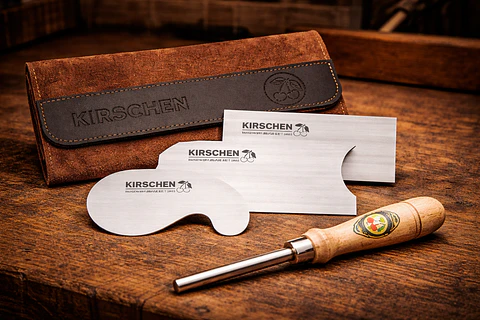 Conjunto de Raspadores de Madeira (4 Peças) com Brunidor – Kirschen (Card Scraper Set with Burnisher)