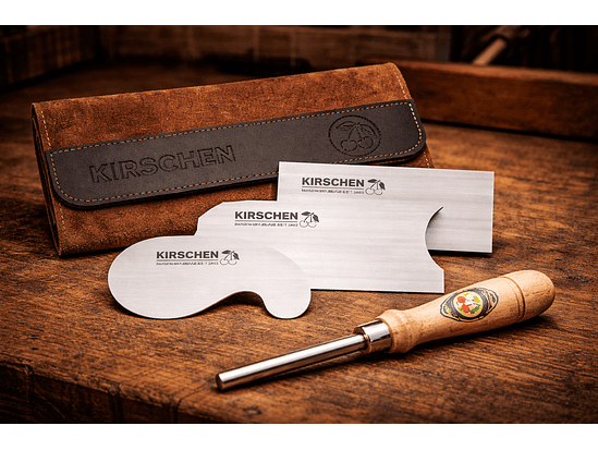 Conjunto de raspadores em estojo de couro + afiador Kirschen 1