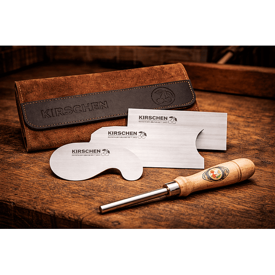 Conjunto de raspadores em estojo de couro + afiador Kirschen 1