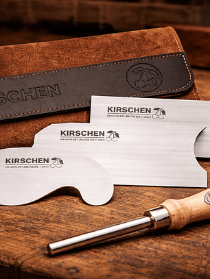 Conjunto de raspadores em estojo de couro + afiador Kirschen