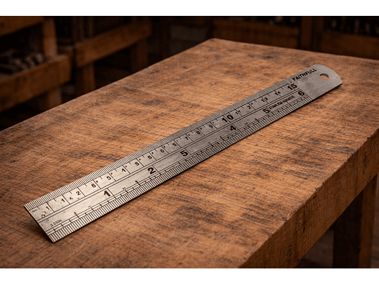 Régua de aço com medidas métricas e imperiais 1