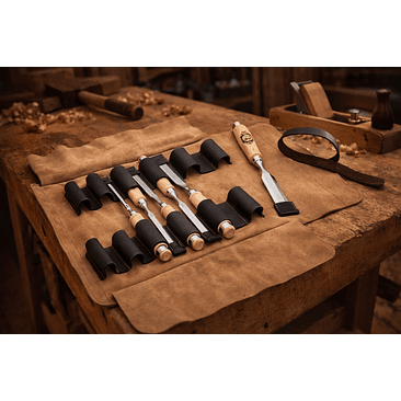 Conjunto de Formões em Bolsa de Couro (6 Peças) – Kirschen (Chisel Set) 1