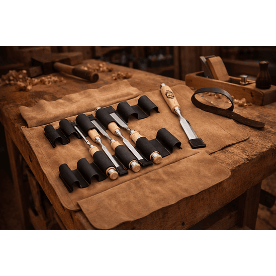 Conjunto de Formões em Bolsa de Couro (6 Peças) – Kirschen (Chisel Set) 1