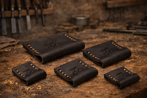 Conjunto de Protetores de Lâmina em Couro (6 Peças) para Formões 6–26 mm – Kirschen (Leather Chisel Blade Guards)