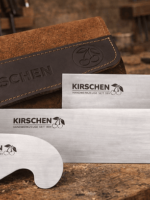 Conjunto de Raspadores de Madeira (3 Peças) com Bolsa em Camurça – Kirschen (Card Scraper Set)