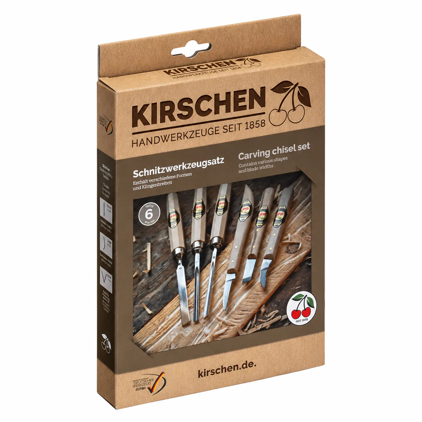 Conjunto de Ferramentas de Entalhe em Madeira (6 Peças) – Kirschen 2
