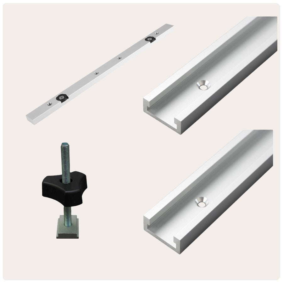 Pack 2 riel T-30 + 1 Perno + deslizador 300mm