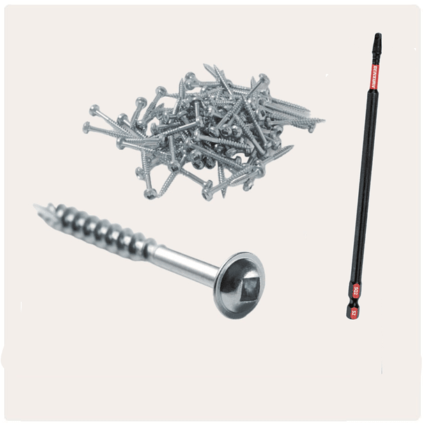 Pack 200 tornillos ocultos + punta cuadrada 