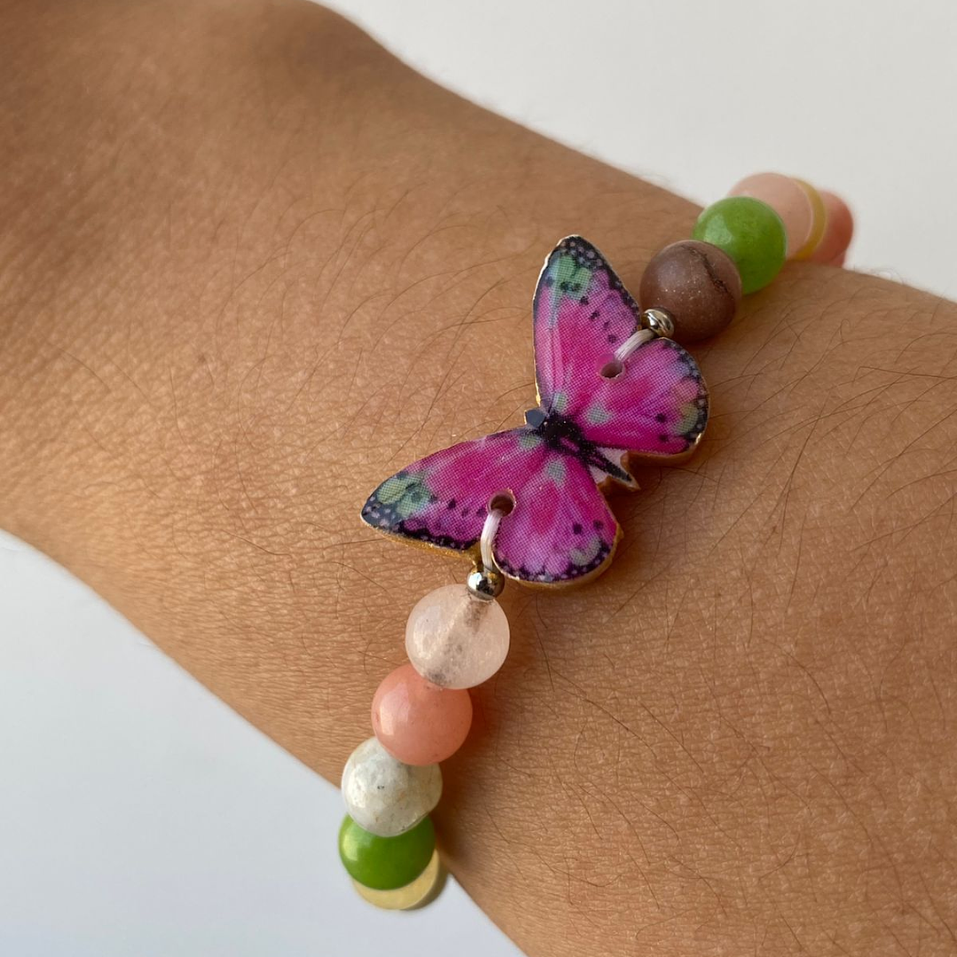 ✨ Pulsera Mariposa & Ágata Multicolor ✨ 17 cm 1