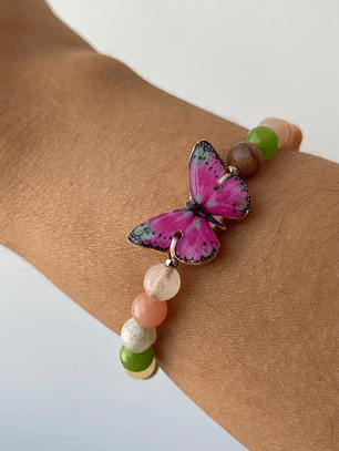 ✨ Pulsera Mariposa & Ágata Multicolor ✨ 17 cm