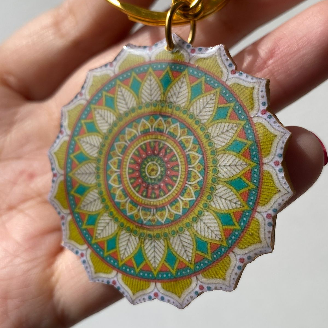 💛 Llavero Mandala Sol Dorado 💛 1