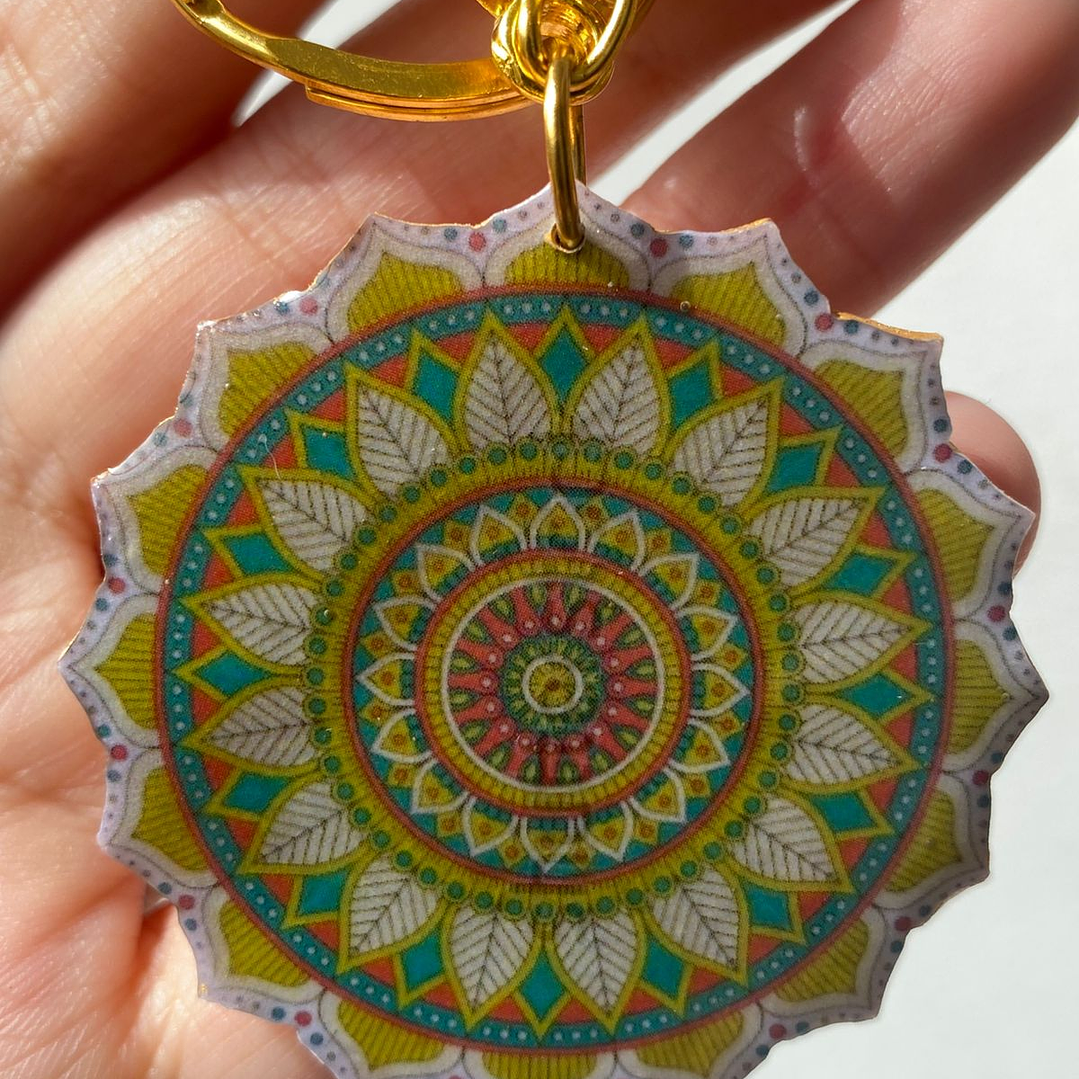 💛 Llavero Mandala Sol Dorado 💛 2