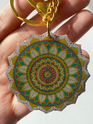 💛 Llavero Mandala Sol Dorado 💛