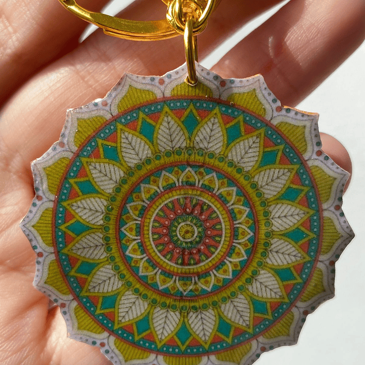 💛 Llavero Mandala Sol Dorado 💛 2
