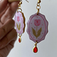 Aretes Tulipán Rosa con Gota Roja - Miniatura 1