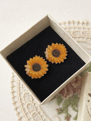 Aretes Girasol en Madera