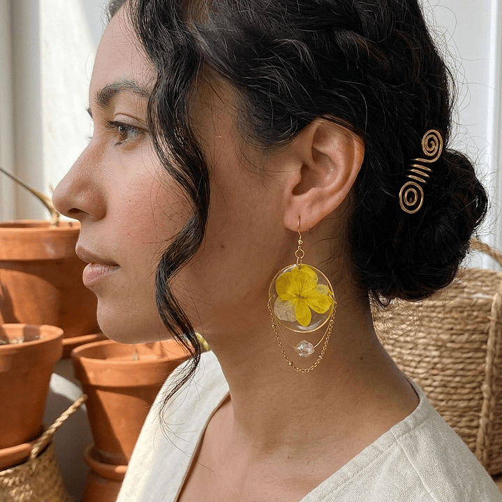 Aretes “Luz de Hortensia Dorada” 3