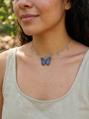 Collar Mariposa Y Piedra Sol