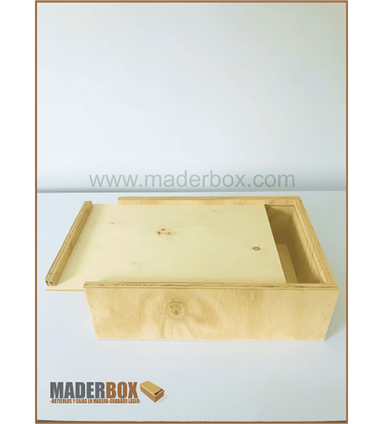 CAJA DE MADERA CON TAPA CORREDIZA TRIPLEX