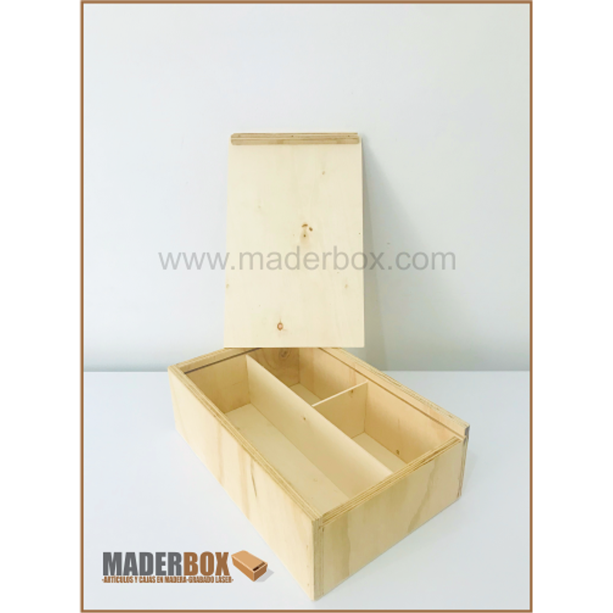 ᐅ CAJA DE MADERA PINO PARA VINOS TAPA CORREDIZA Y DIVISIÓN