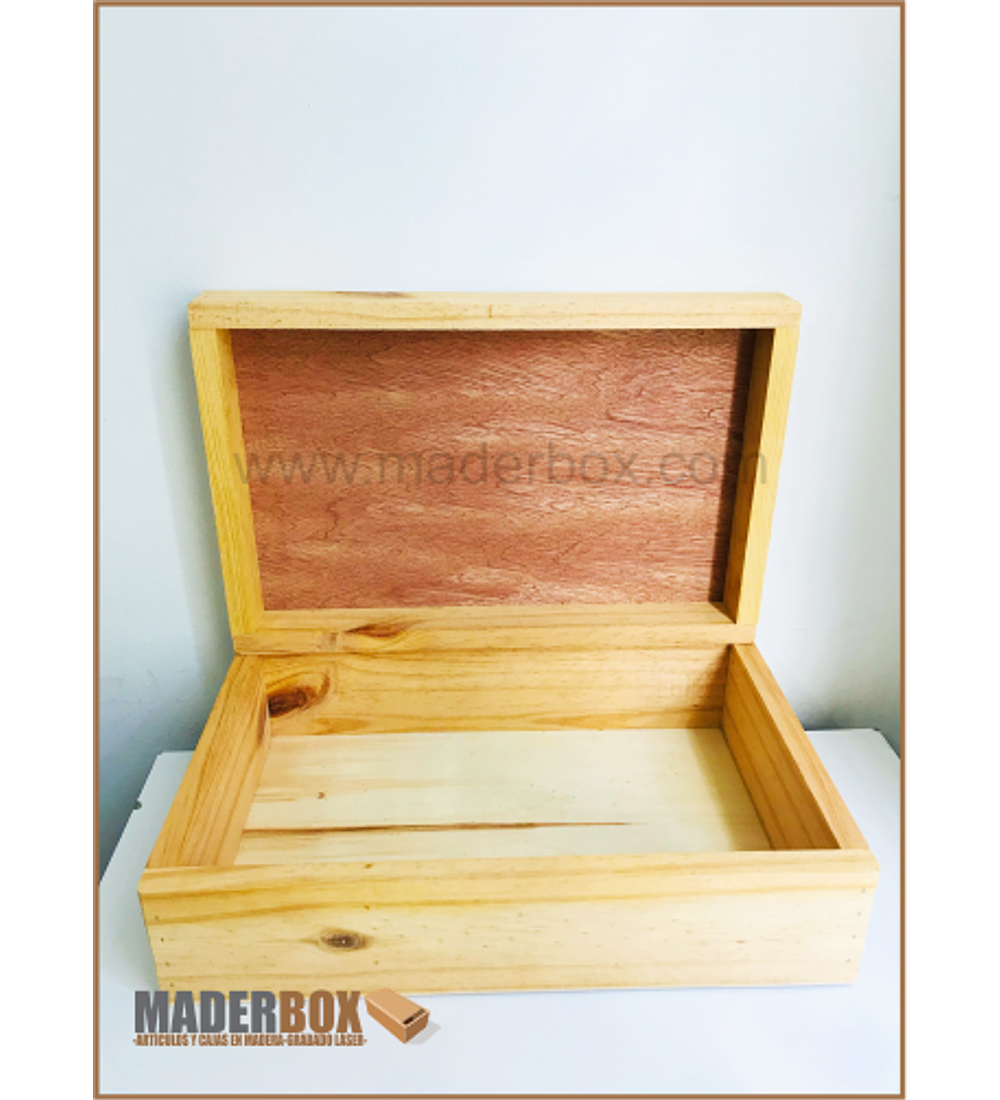 ᐅ CAJA DE MADERA PINO CON TAPA SOBREPUESTA TIPO BAUL