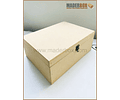 CAJA DE MADERA PORTAFOLIO CON BISAGRAS Y CIERRE PASADOR