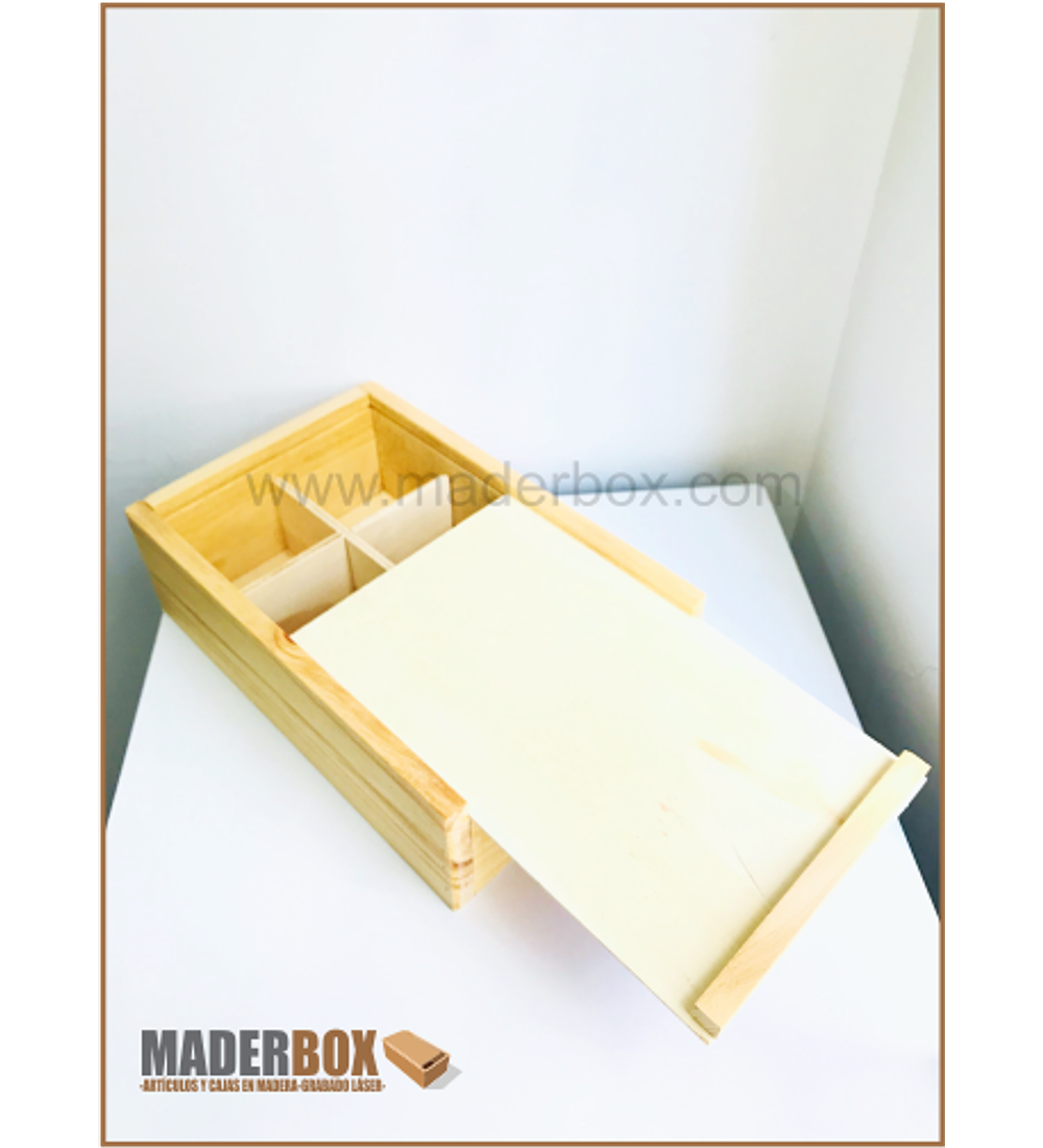 ᐅ CAJA DE MADERA PINO CON TAPA CORREDIZA