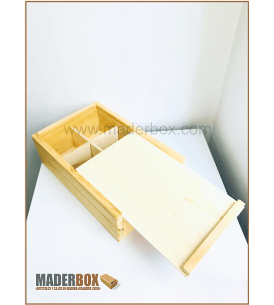 CAJA DE MADERA PINO CON TAPA CORREDIZA UNIDAD