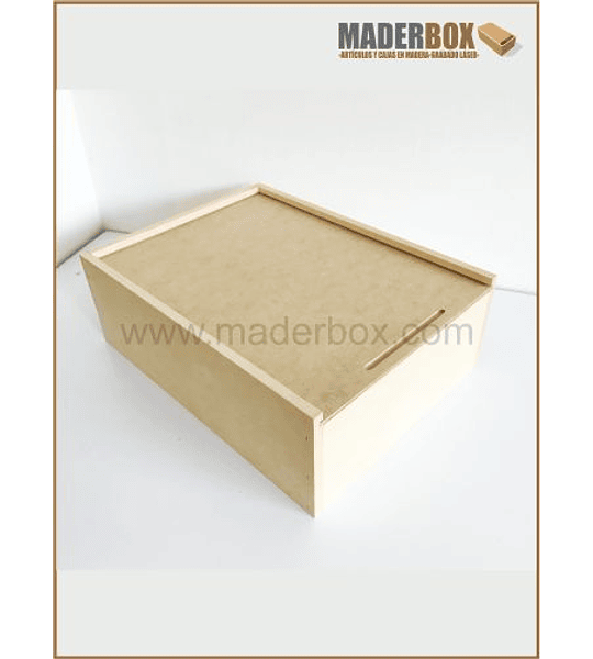 CAJA DE MADERA CON TAPA CORREDIZA DESLIZANTE