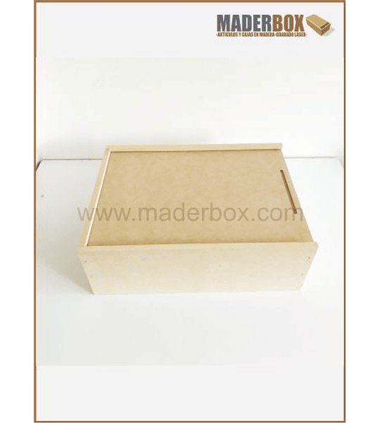 CAJA DE MADERA CON TAPA CORREDIZA DESLIZANTE