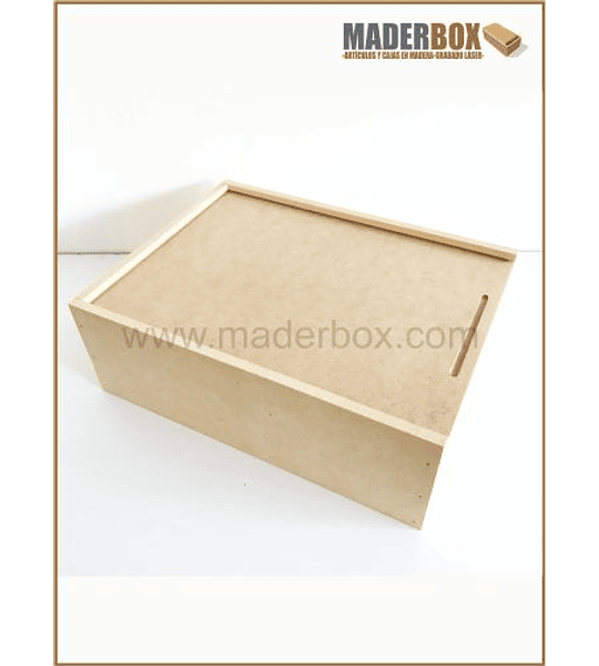 CAJA DE MADERA CON TAPA CORREDIZA DESLIZANTE