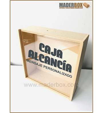 CAJA DE MADERA MDF ALCANCIA TAPA ACRILICO