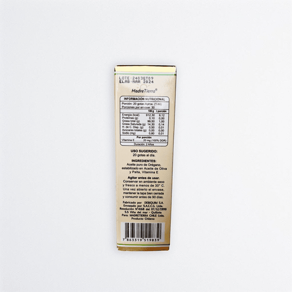 Aceite de Oregano Oro 30ml rico en timol y Carvacrol de farmacia Madretierra