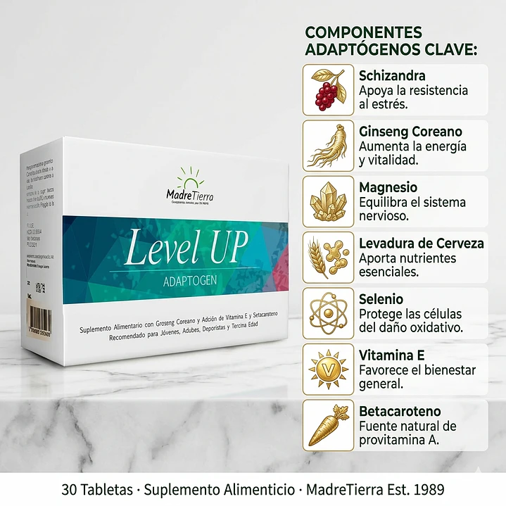 Level Up · Adaptógenos naturales para el estrés, la energía y el sistema nervioso | MadreTierra 2
