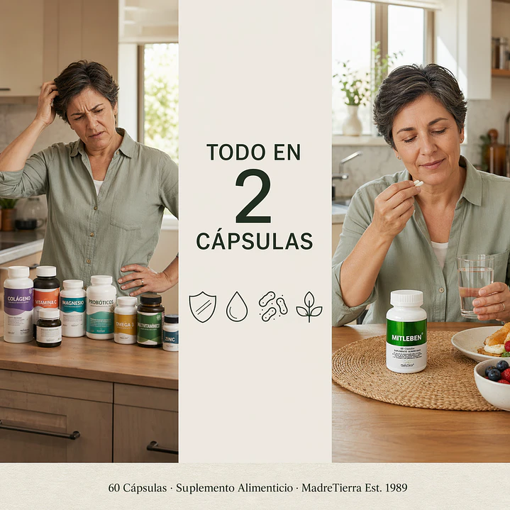 Mitleben · Multivitamínico completo con colágeno, probióticos y adaptógenos | MadreTierra 3