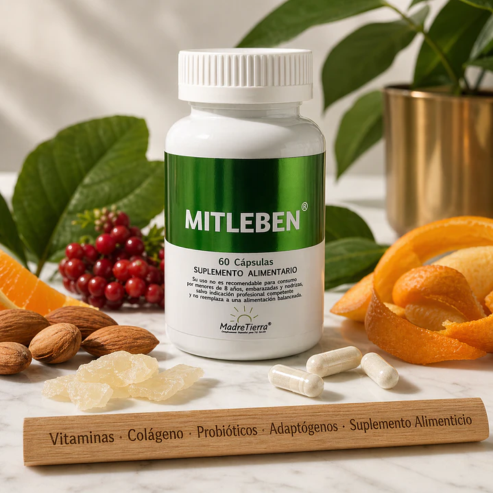 Mitleben · Multivitamínico completo con colágeno, probióticos y adaptógenos | MadreTierra 4